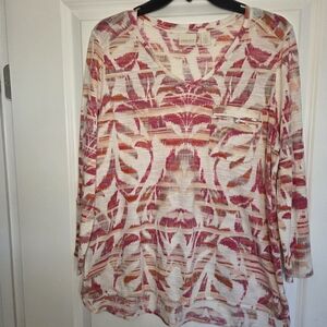 Chico's Women's Multicolor Patterned Top Sz 1 Preloved